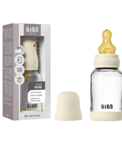 Glass Baby Bottle with Natural Rubber Nipple Set - Slow Flow 0+ Months
