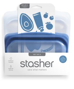 Reusable Silicone Sandwich + Snack Bag. 2 pack
