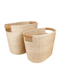 Abaca Rounded Oval Basket. set of 2