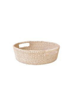 Abaca Round Tray with Cutout Handles