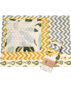 Essentials Beeswax Wraps – 5-Pack Reusable Food Wraps. Mixed Prints