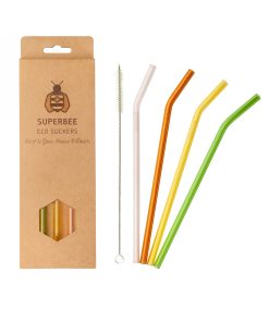 Glass Straws Set with Cleaning Brush