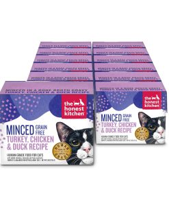 Minced Wet Cat Food Turkey. Chicken & Duck in Bone Broth Gravy