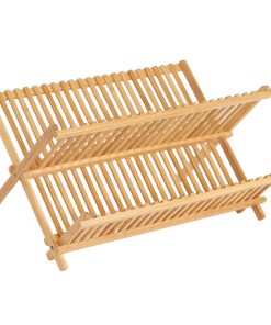 Bamboo Folding Collapsible Dish Drying Rack