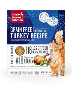 Human-Grade. Grain Free Turkey Dehydrated Wet Cat Food. 4 lbs box -makes 16 lbs of food