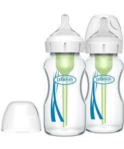 Natural Flow Anti-Colic Options+ Wide-Neck Glass Baby Bottle - Level 1 Slow Flow Nipple