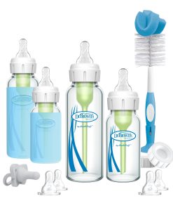 Glass Baby Bottle Starter Set. Narrow Natural Flow® Anti-Colic Options+™ Bottles included
