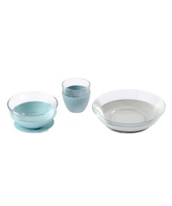 3-Piece Glass Suction Baby and Toddler Feeding Set