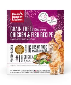 Human-Grade. Grain Free Chicken & Fish Dehydrated Wet Cat Food. 4 lbs box -makes 16 lbs of food