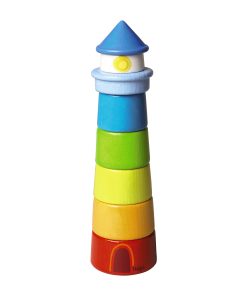 Lighthouse Wooden Rainbow Stacker made from sustainably sourced wood